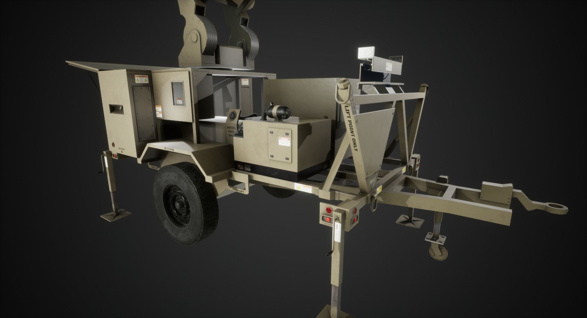 Military Satcom Transportable Terminal Low-poly 3D model_7