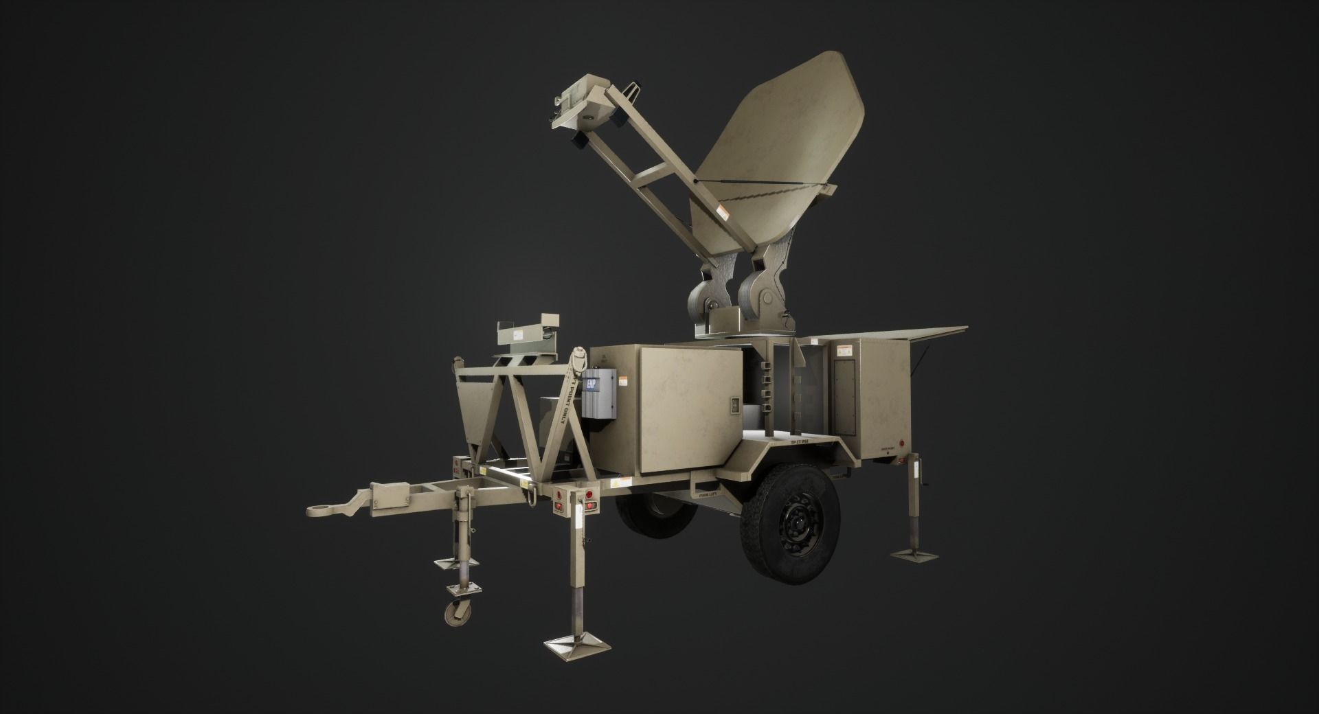 Military Satcom Transportable Terminal Low-poly 3D model_2