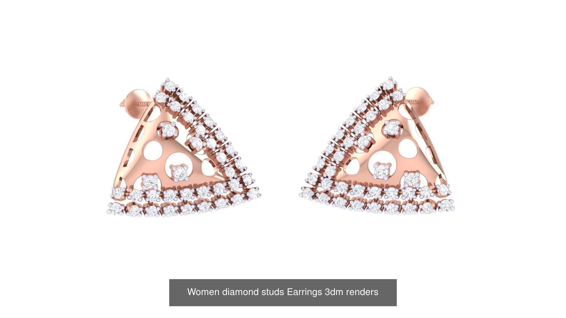 32 Women diamond studs Earrings 3dm renders 3D Model Collection_20