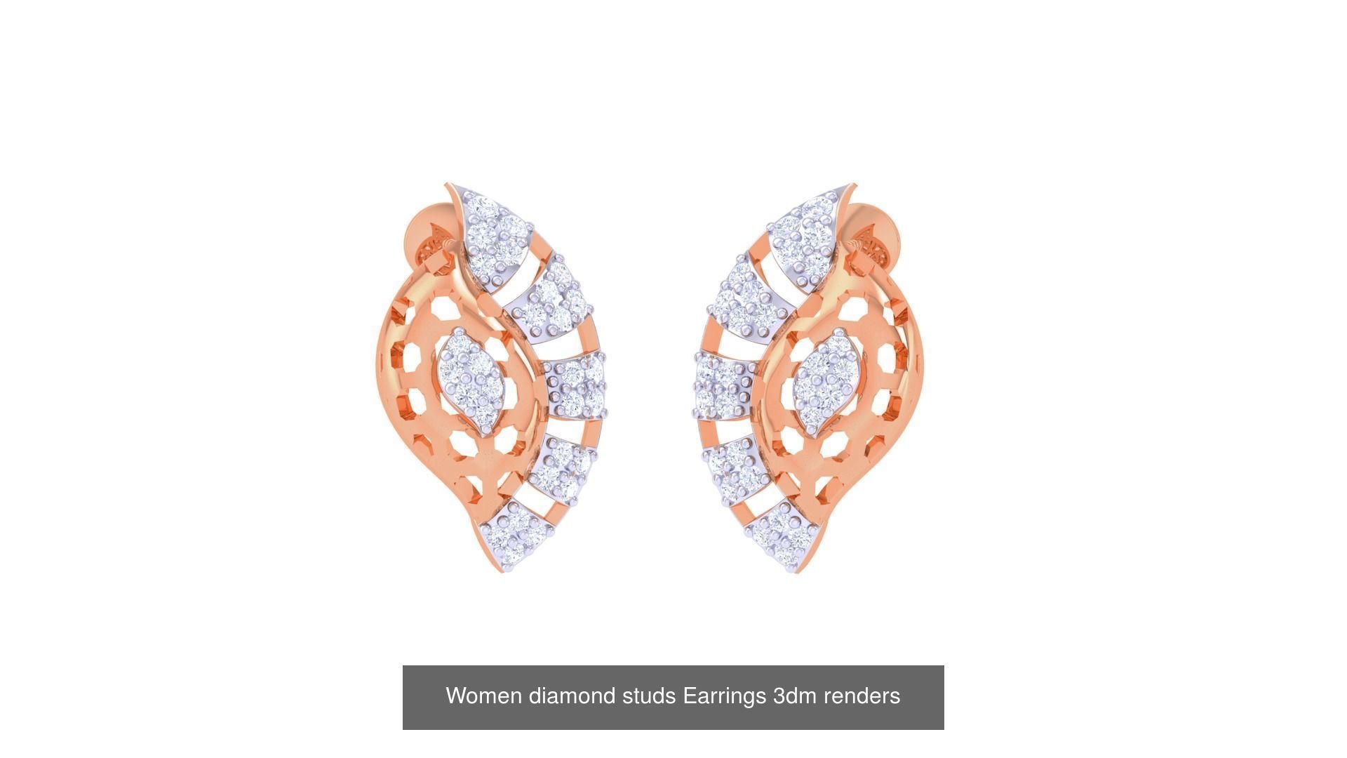 32 Women diamond studs Earrings 3dm renders 3D Model Collection_13