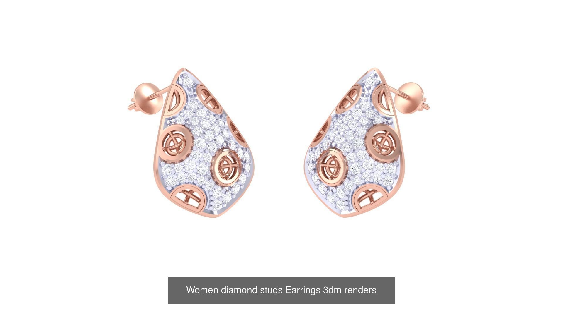 32 Women diamond studs Earrings 3dm renders 3D Model Collection_32