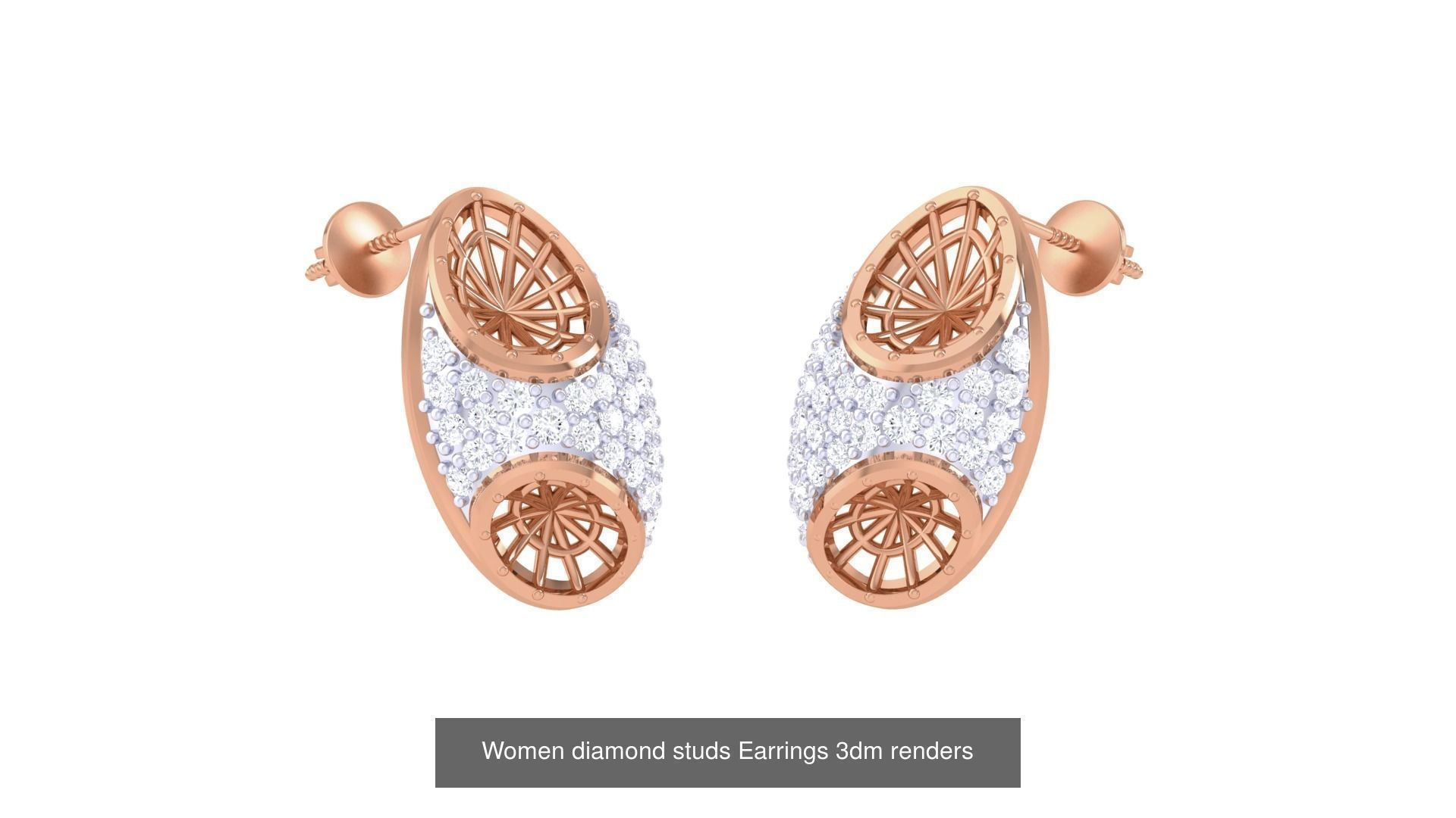 32 Women diamond studs Earrings 3dm renders 3D Model Collection_27