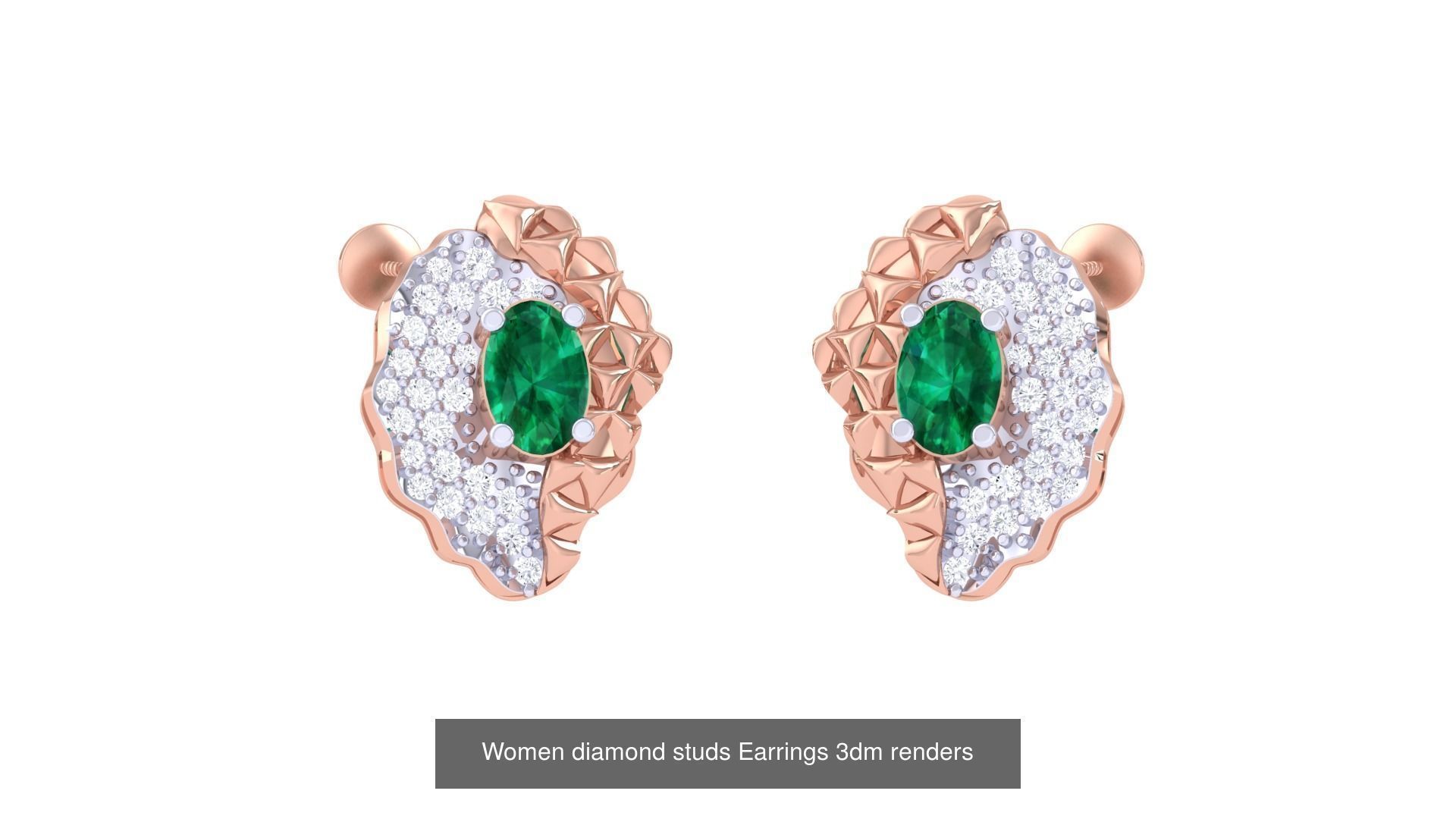 32 Women diamond studs Earrings 3dm renders 3D Model Collection_21