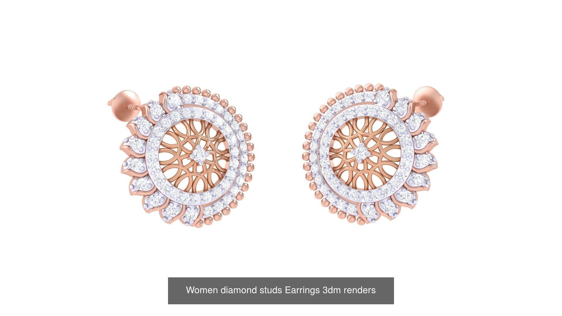 32 Women diamond studs Earrings 3dm renders 3D Model Collection_22
