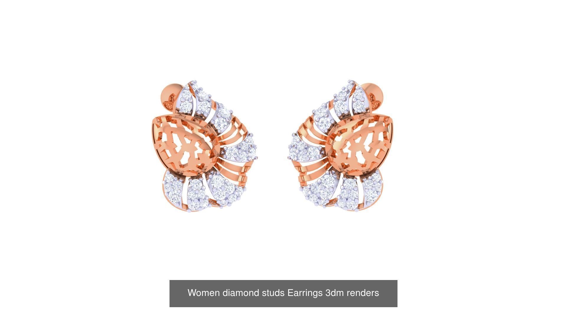 32 Women diamond studs Earrings 3dm renders 3D Model Collection_14