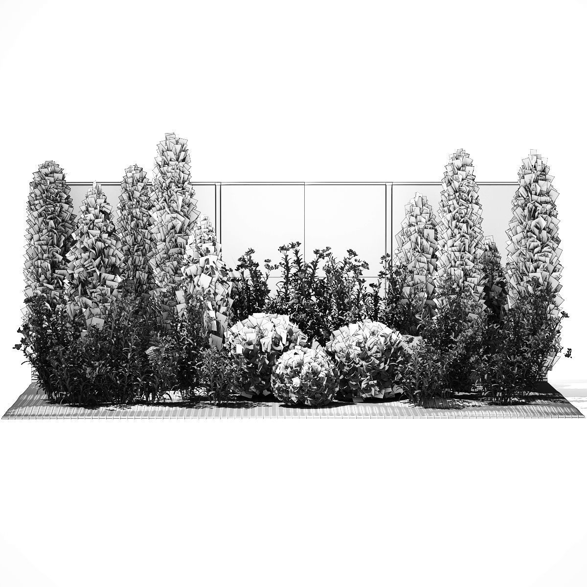 Beautiful garden with thuja flowers cypress and oleander 1370 3D model_12