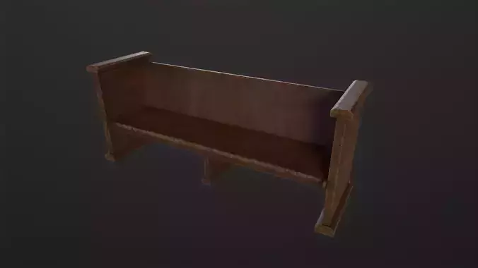 Church Pew 3D Model Low-poly 3D model