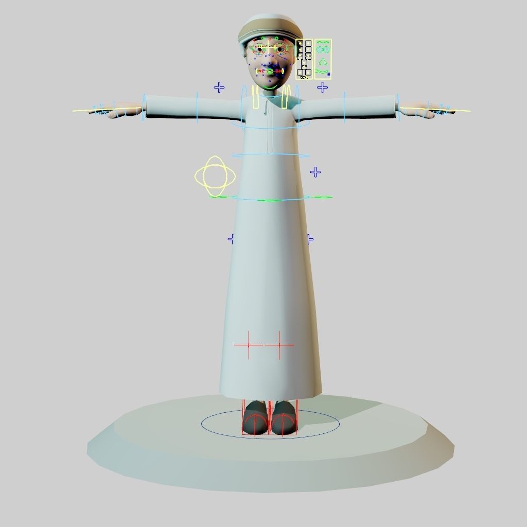 Omani Male Character rigged Free low-poly 3D model_3