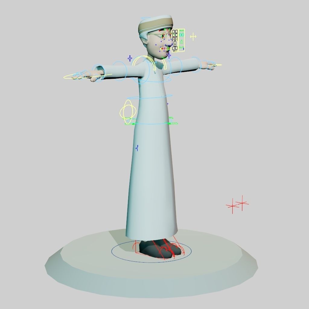 Omani Male Character rigged Free low-poly 3D model_4