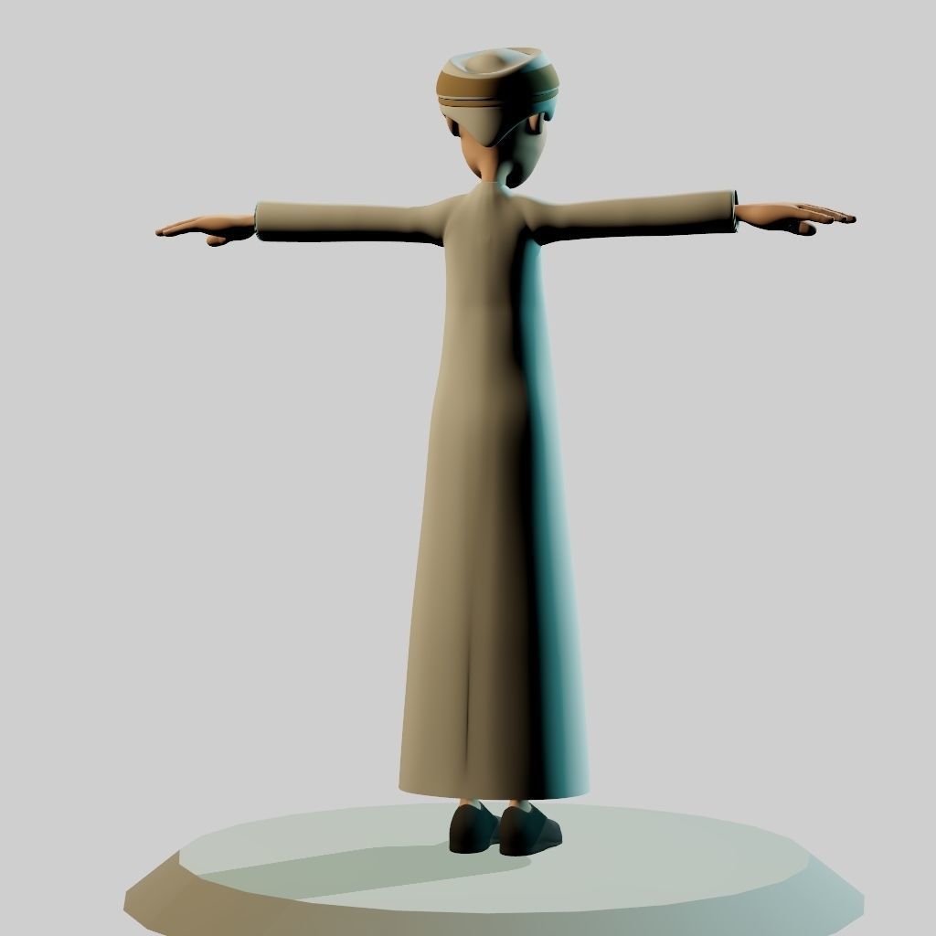 Omani Male Character rigged Free low-poly 3D model_2