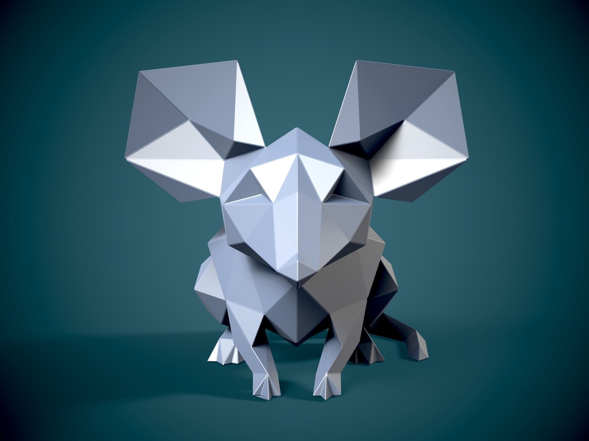 Low Poly style Mouse  and Pepakura 3D print model_5