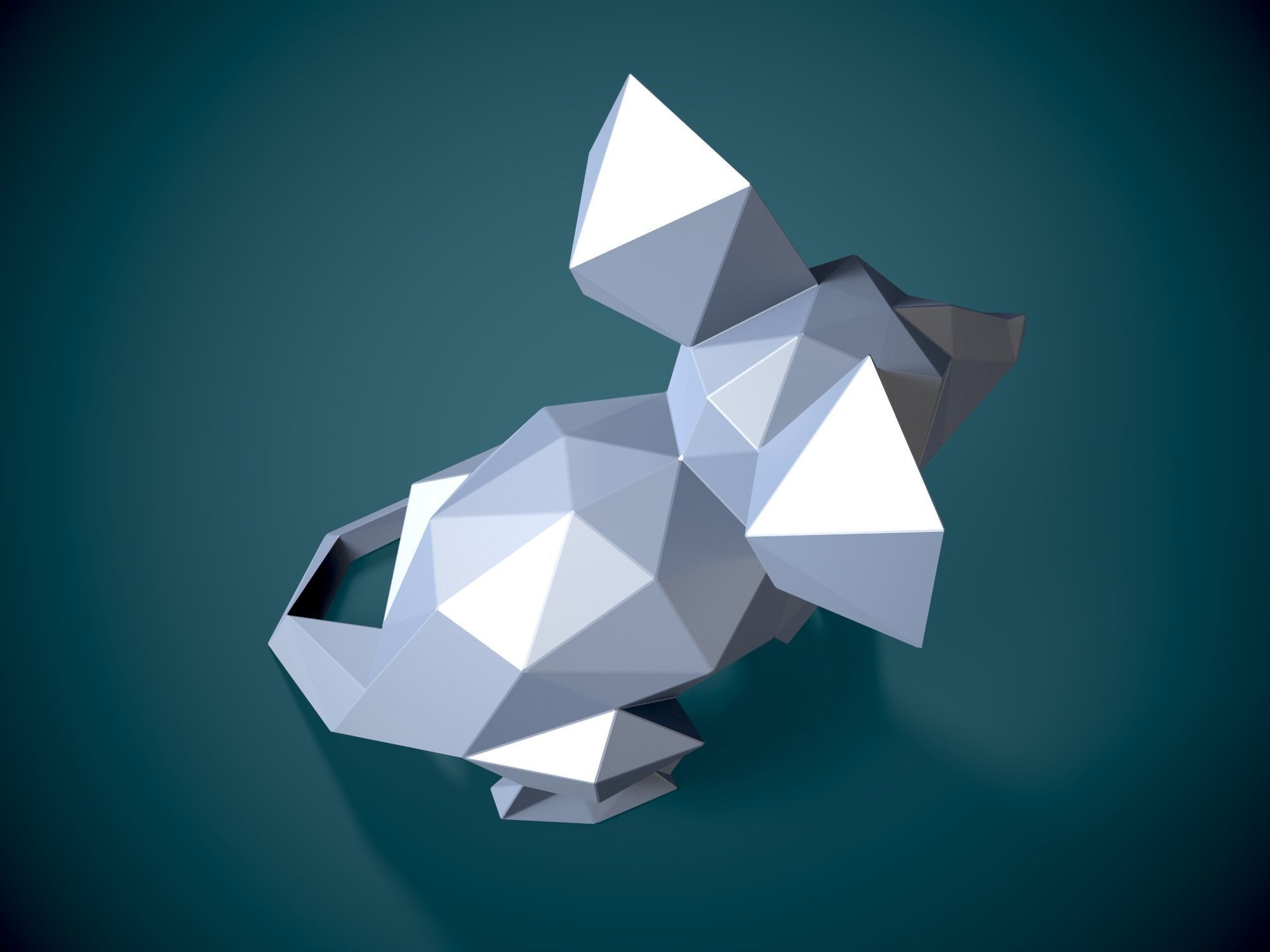 Low Poly style Mouse  and Pepakura 3D print model_8