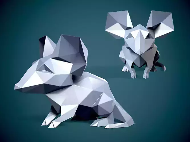 Low Poly style Mouse  and Pepakura 3D print model