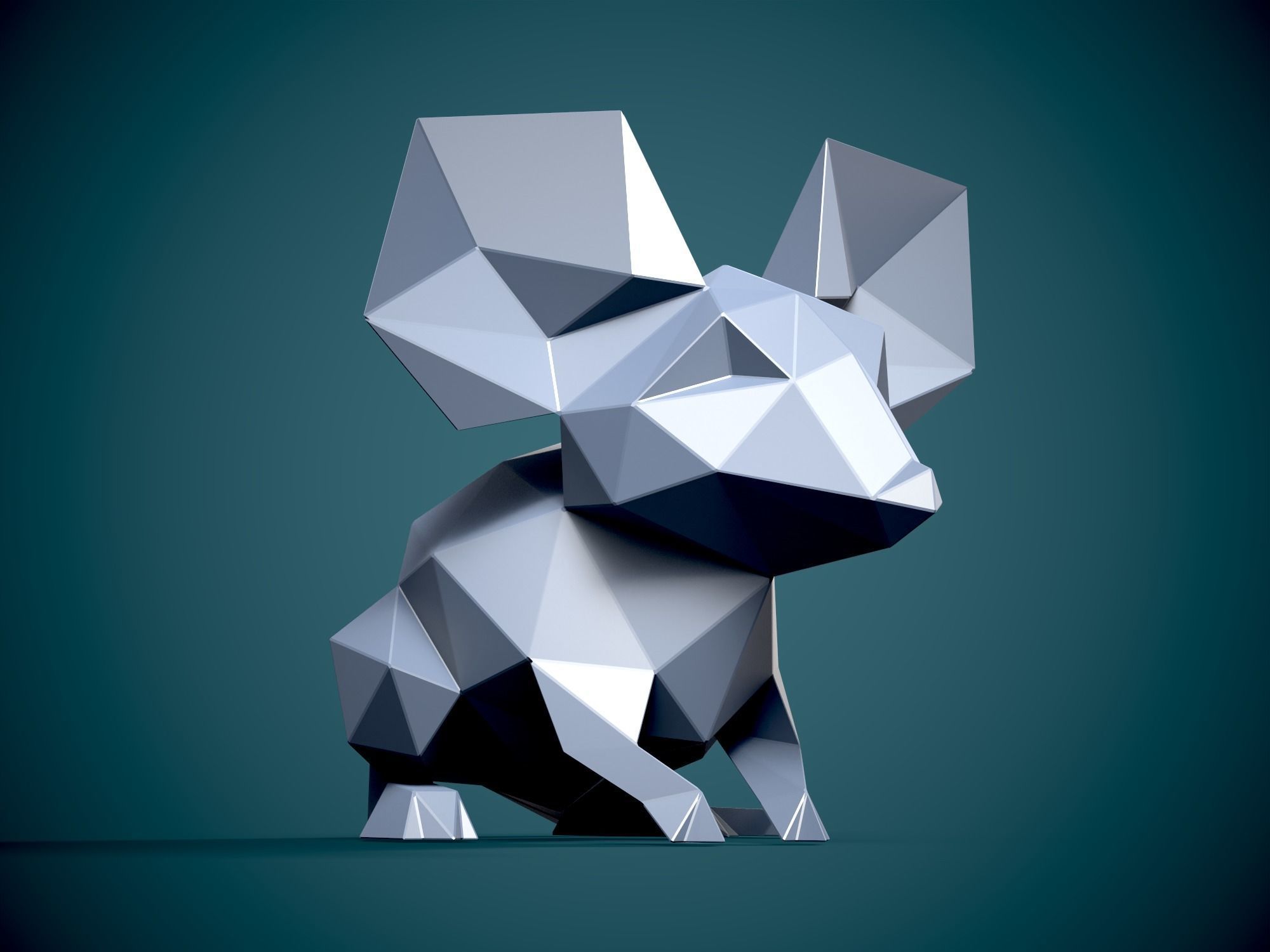 Low Poly style Mouse  and Pepakura 3D print model_2