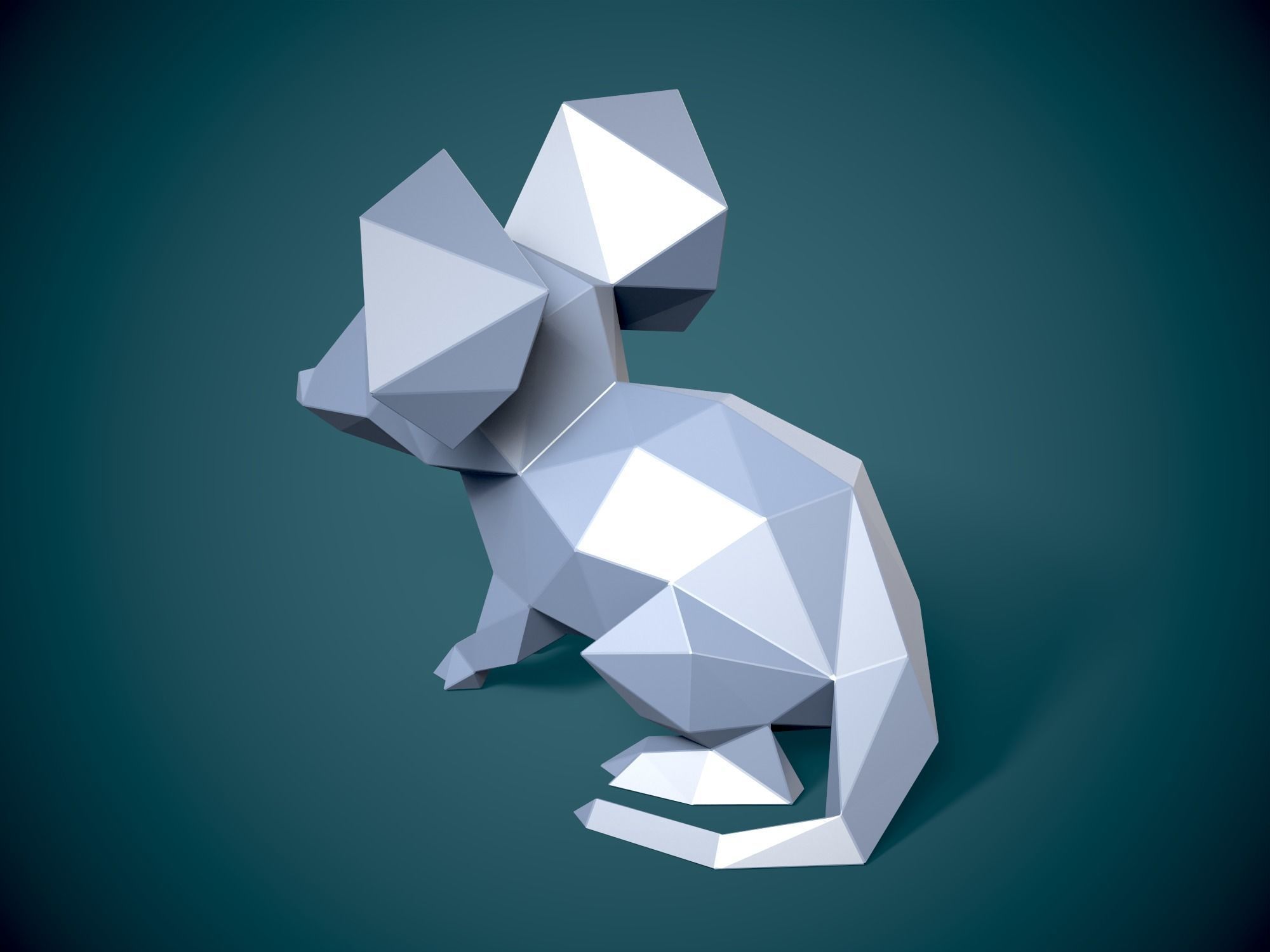Low Poly style Mouse  and Pepakura 3D print model_6