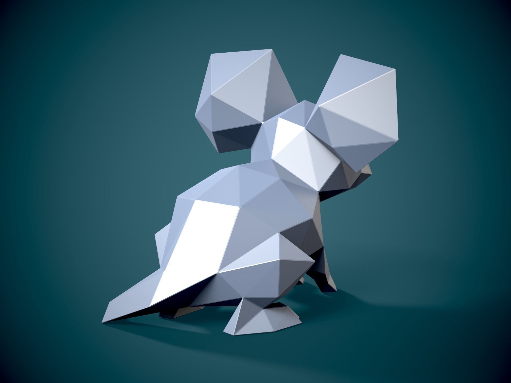 Low Poly style Mouse  and Pepakura 3D print model_7