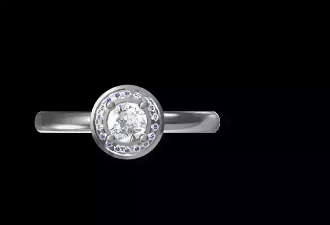 Single Halo Engagement Ring