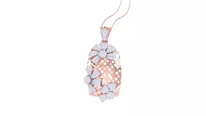 Women Mesh Flower Diamond Cocktail Pendant 3dm renders