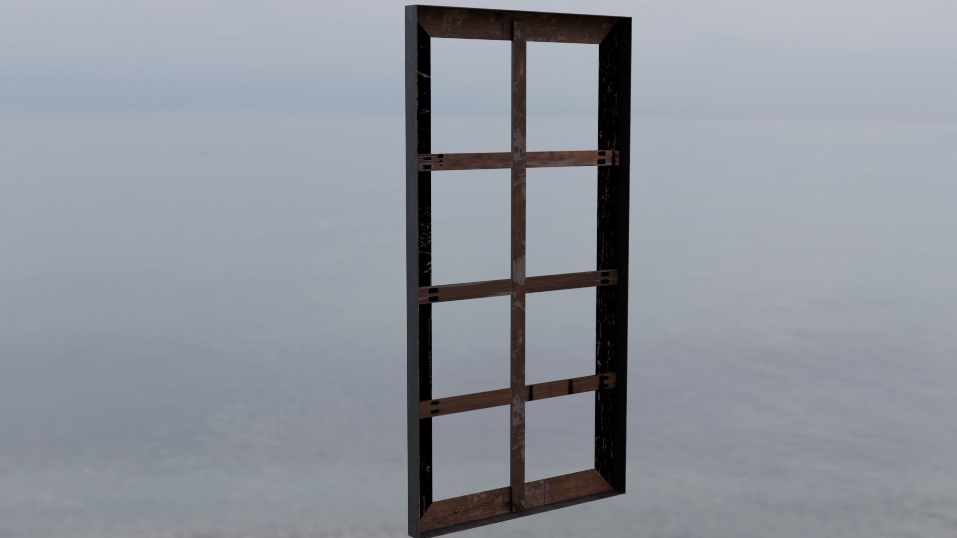 Realistic Wooden Window Frame with Dust Texture Low-poly 3D model_7