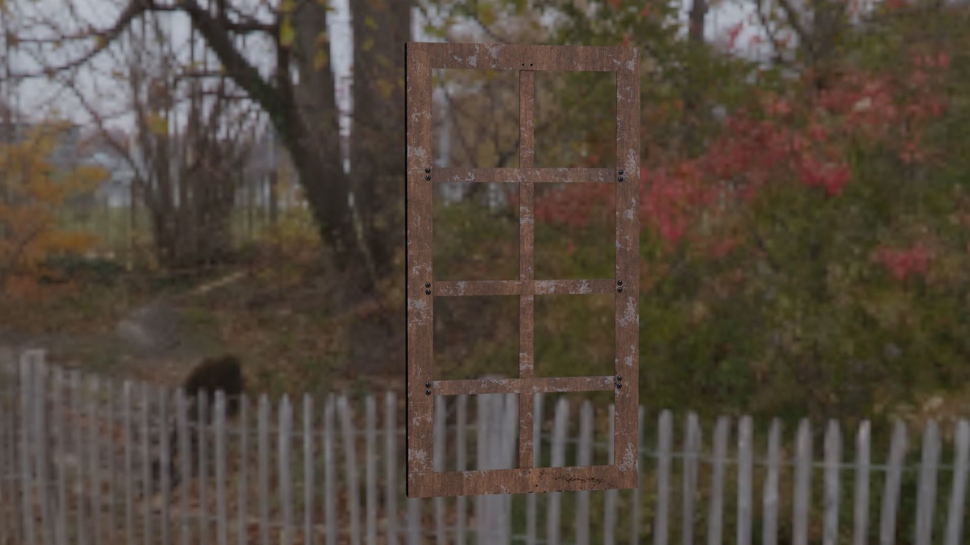 Realistic Wooden Window Frame with Dust Texture Low-poly 3D model_3