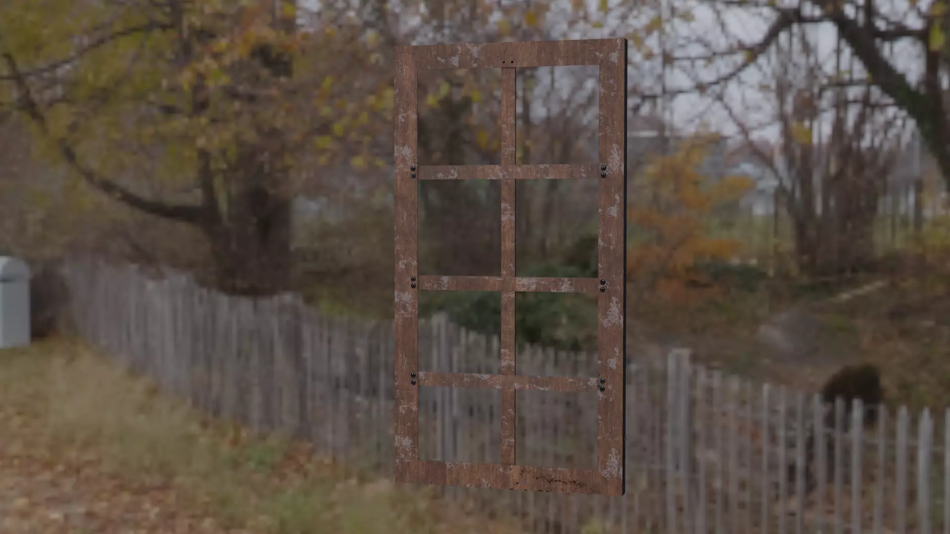 Realistic Wooden Window Frame with Dust Texture Low-poly 3D model_0