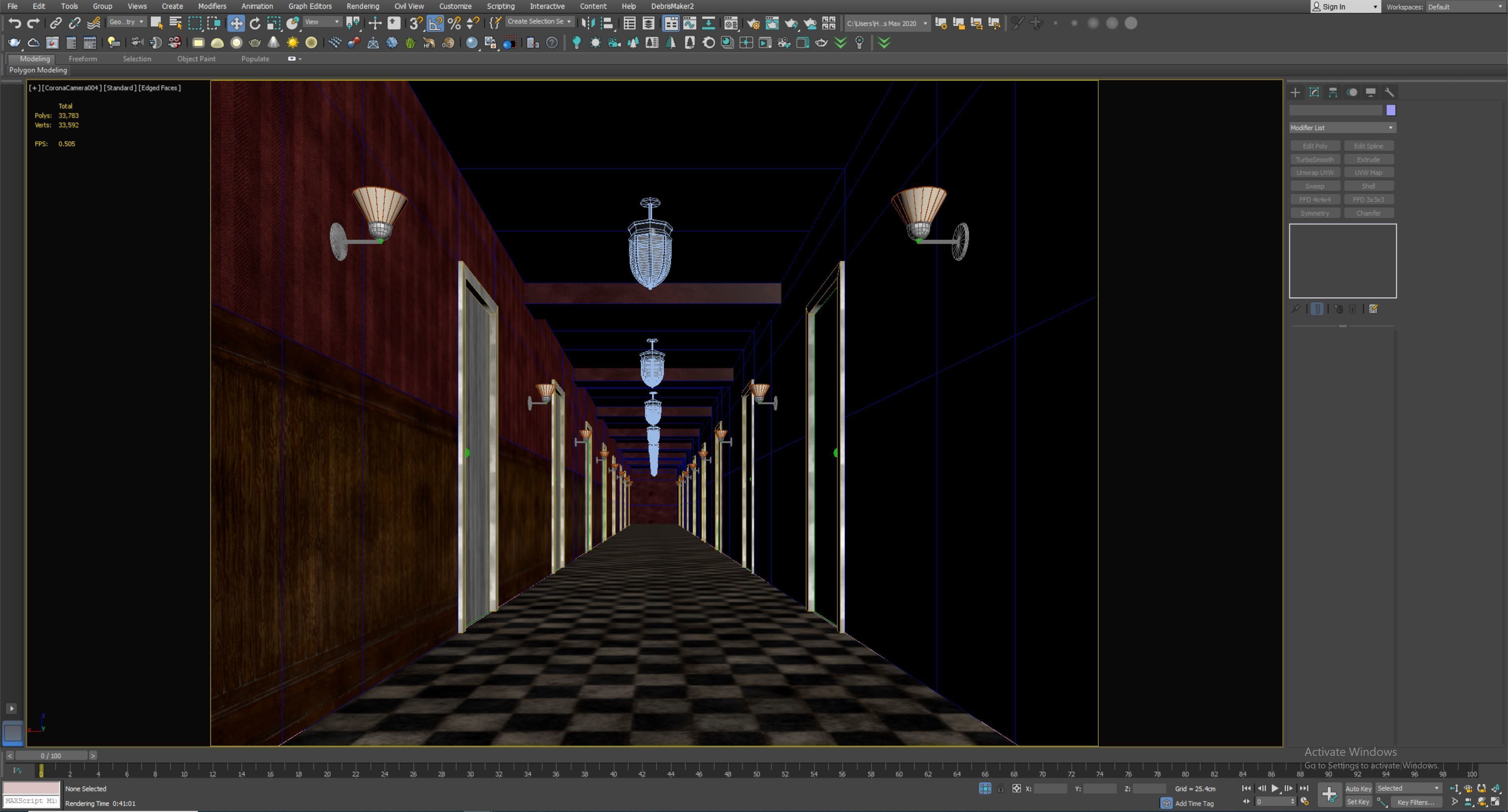 old dark scary red corridor 10 Low-poly 3D model_5