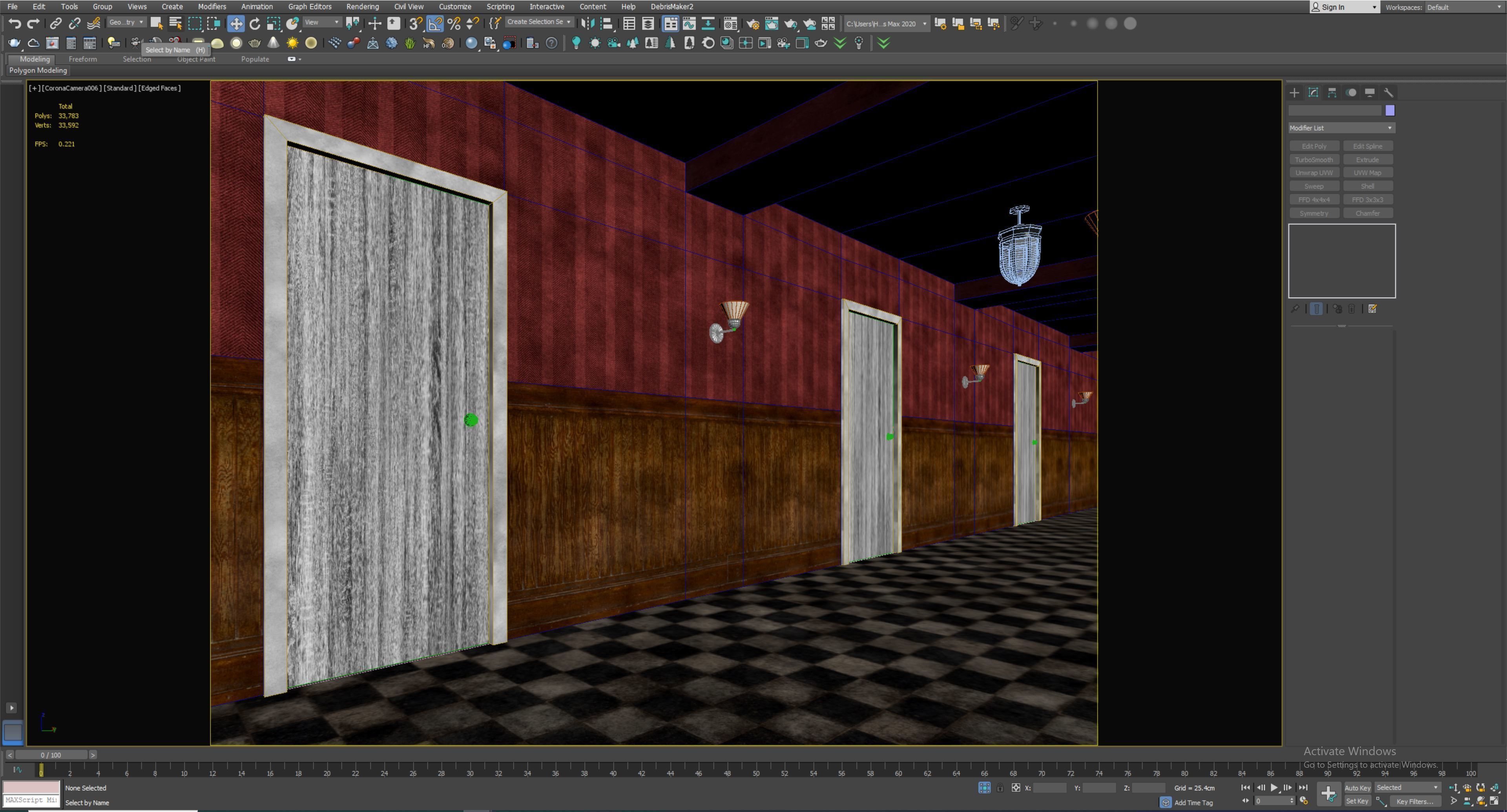 old dark scary red corridor 10 Low-poly 3D model_6