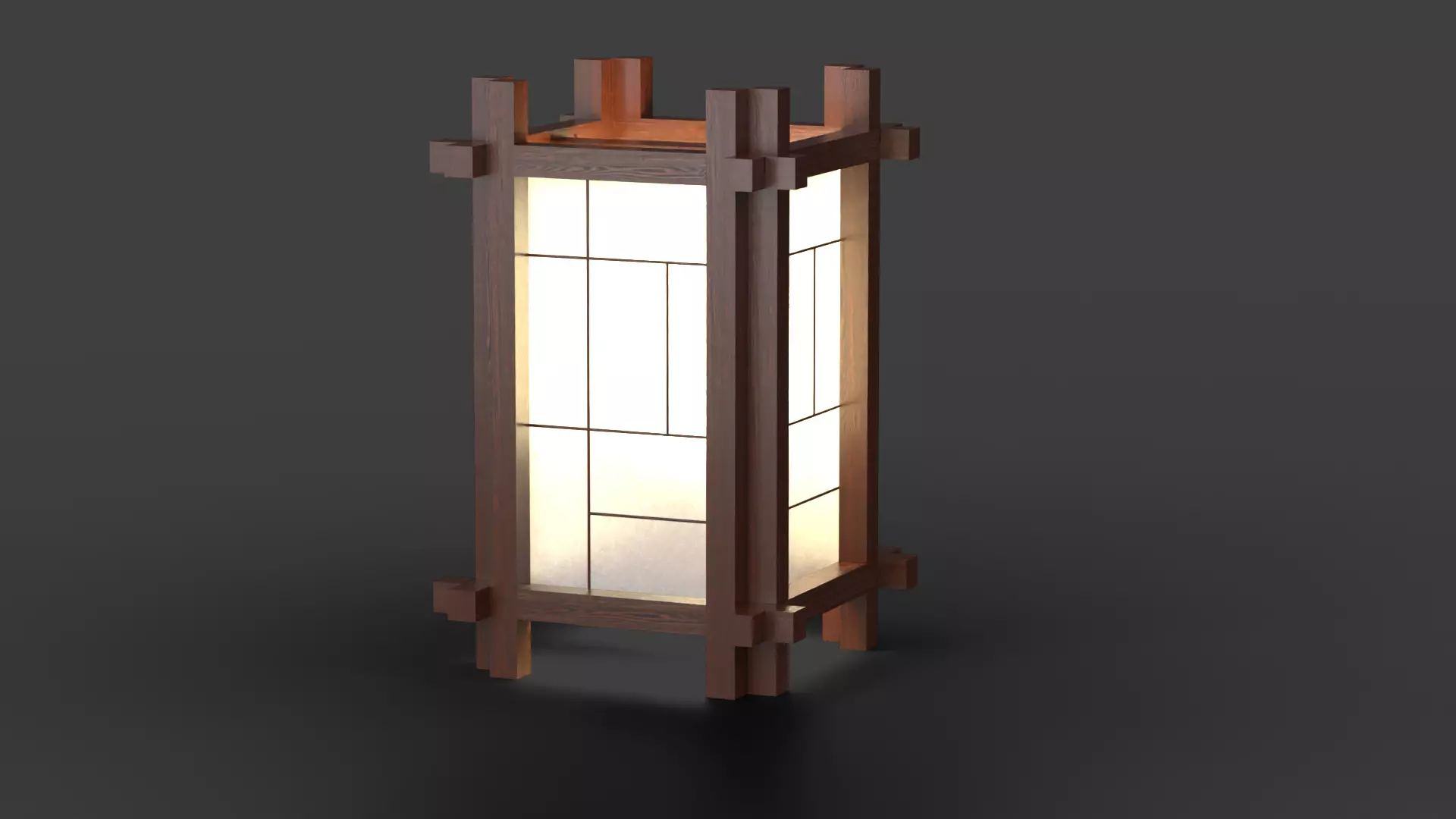 Shoji Lantern - Lamp Low-poly 3D model_0