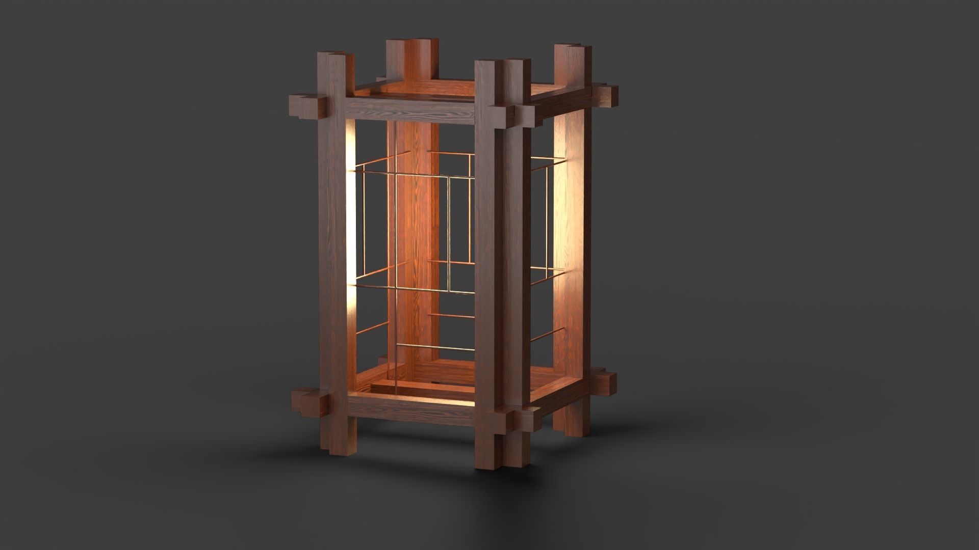 Shoji Lantern - Lamp Low-poly 3D model_2