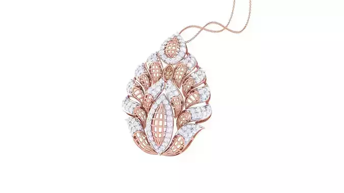 Women Diamond Mesh Wire Peacock Cocktail Pendant 3dm renders