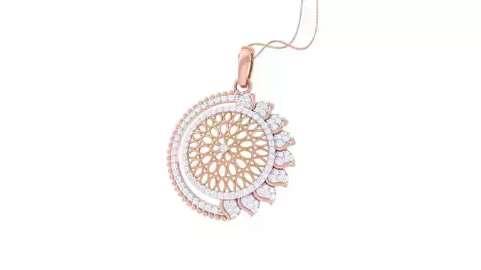 Women Mesh Flower Diamond Cocktail Pendant 3dm renders