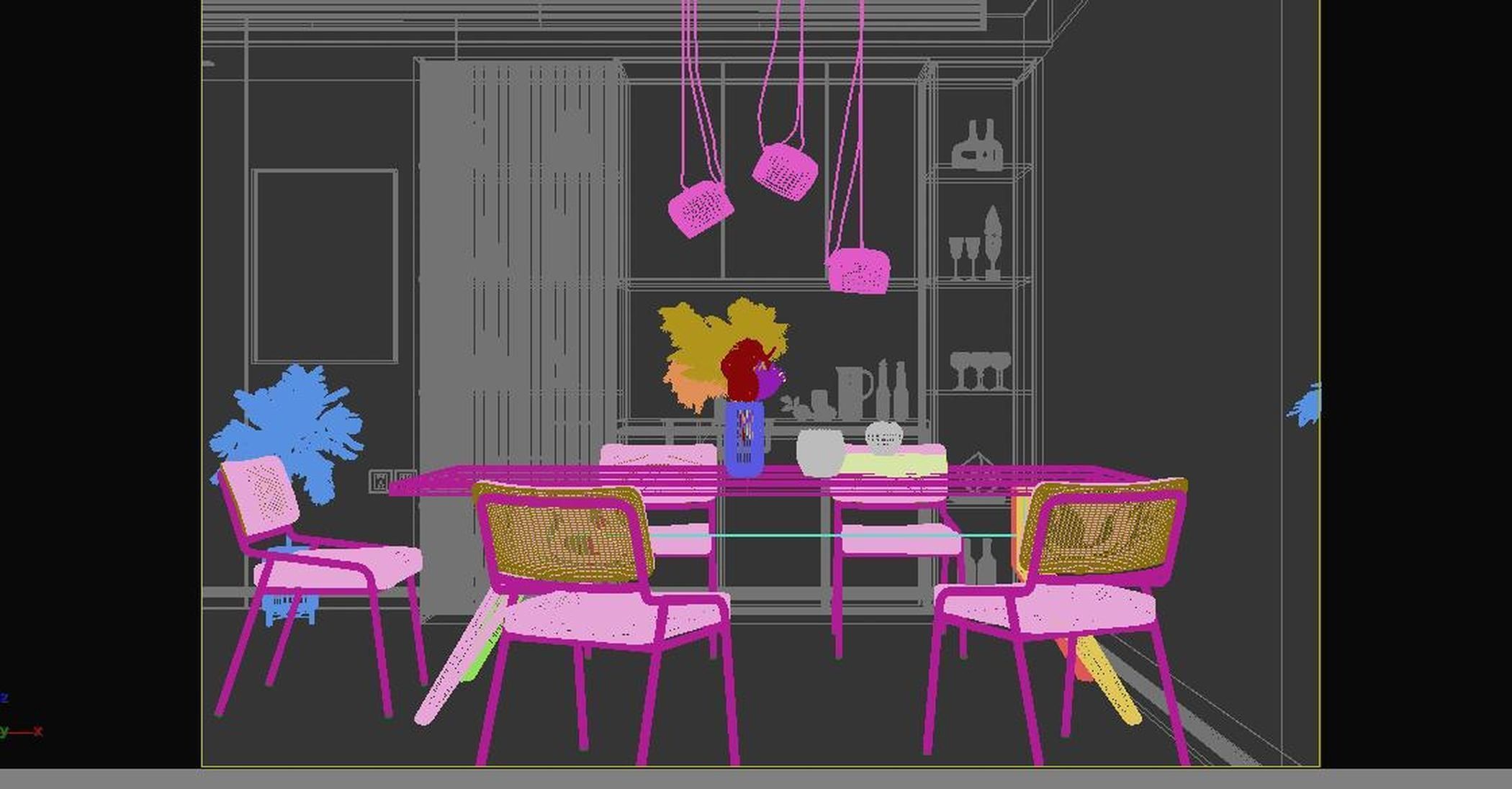 table and combination Modern chair 3D model_6