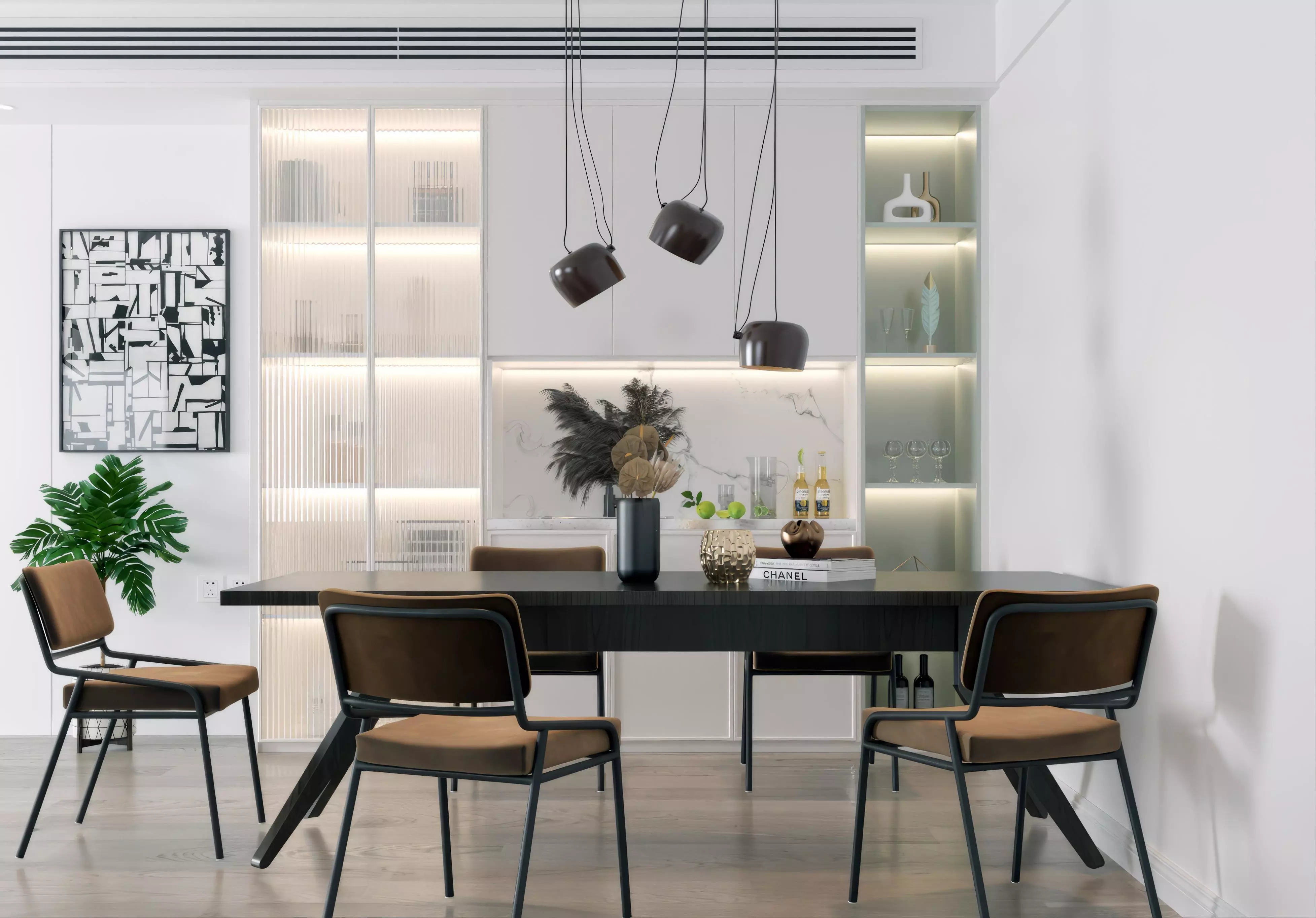 table and combination Modern chair 3D model_0