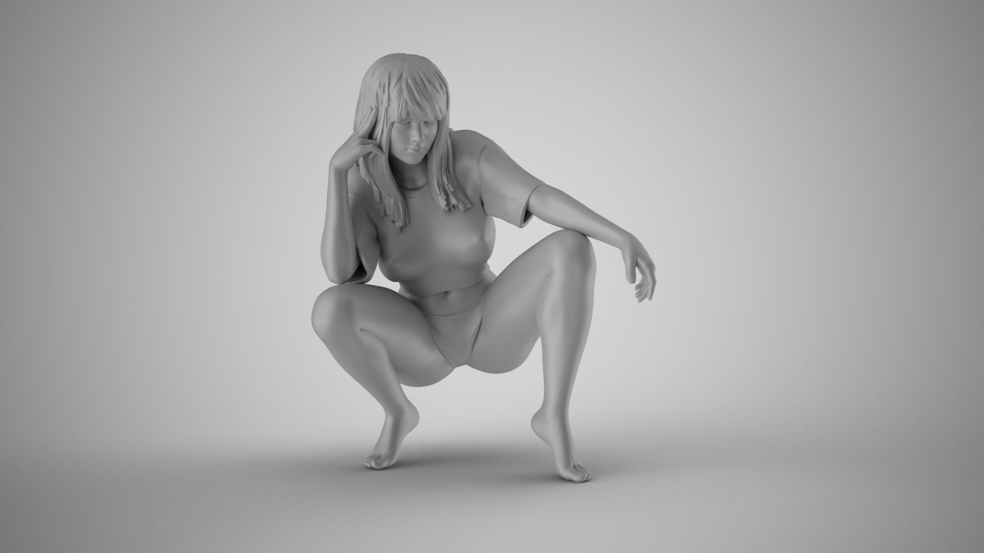 Thoughtful Teasing Girl 3D print model_2