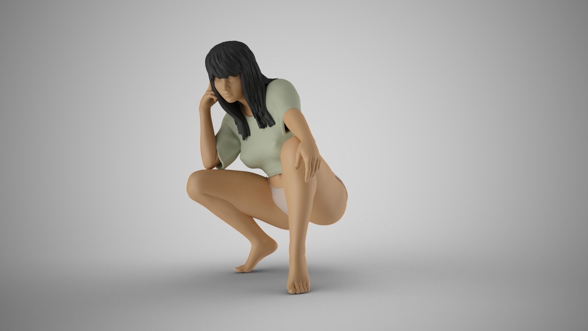 Thoughtful Teasing Girl 3D print model_10