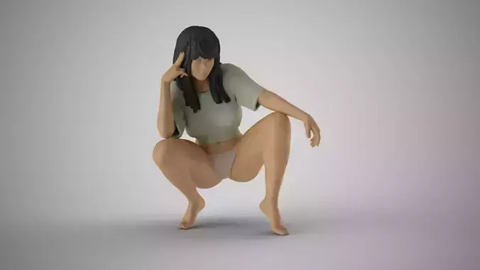 Thoughtful Teasing Girl 3D print model