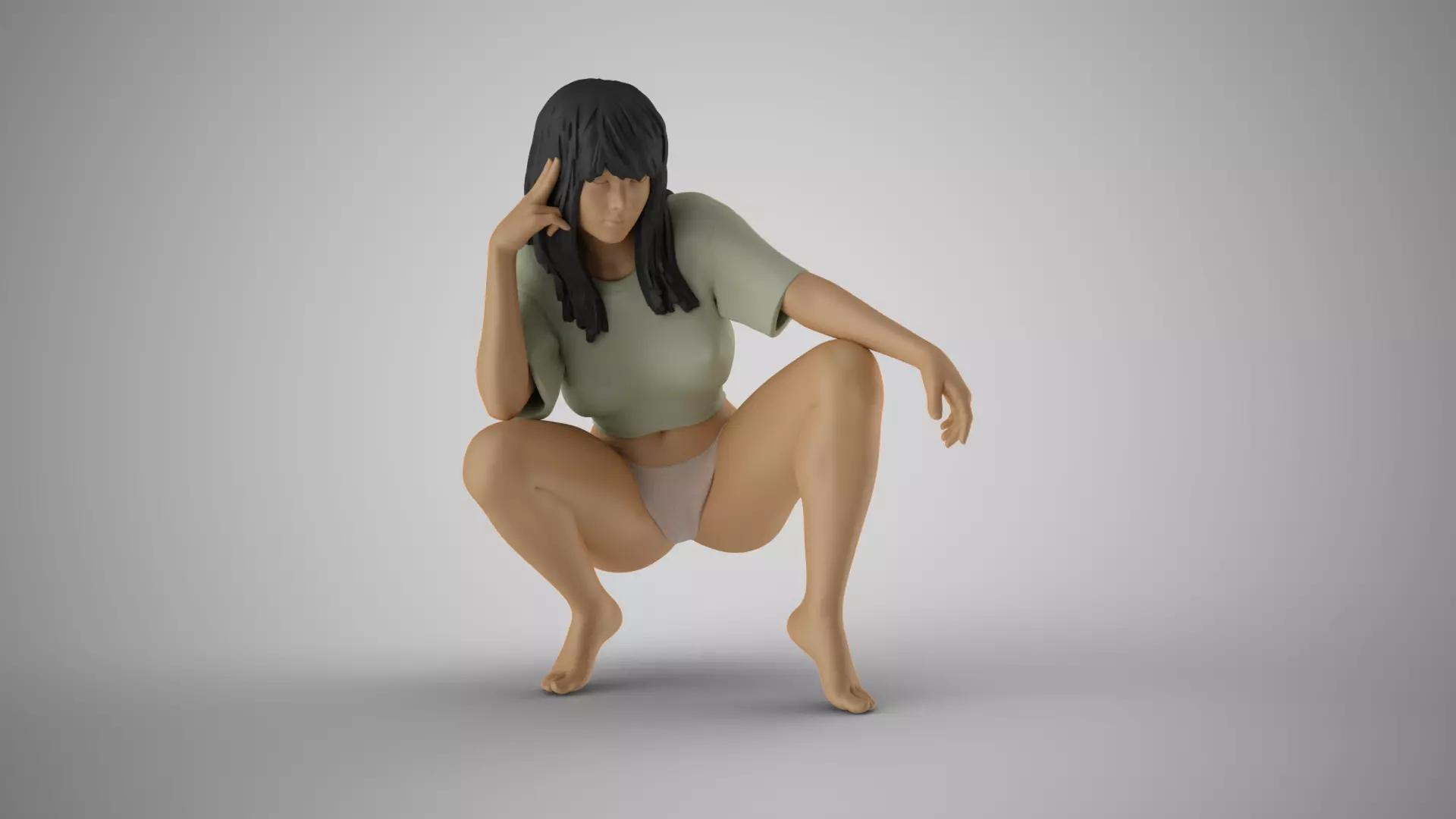 Thoughtful Teasing Girl 3D print model_0