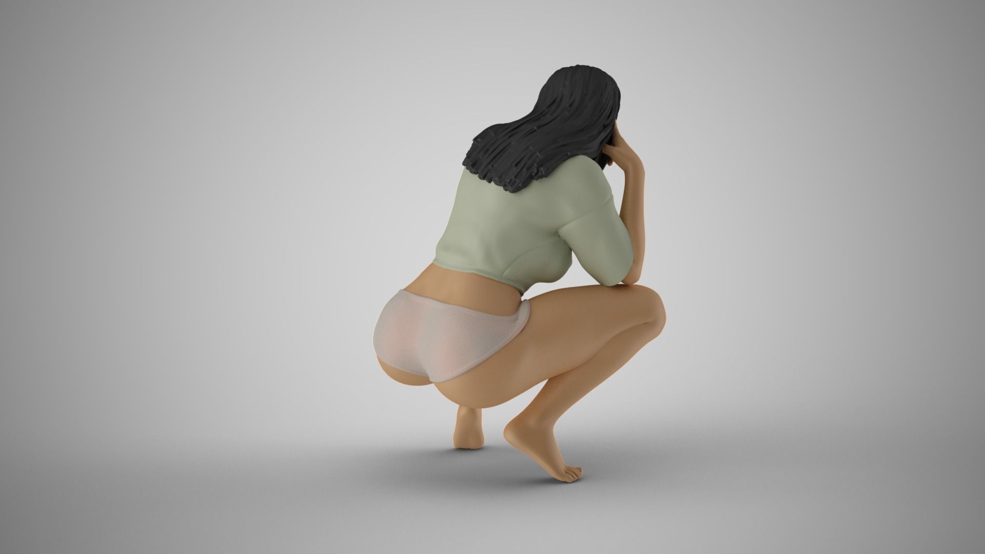Thoughtful Teasing Girl 3D print model_6