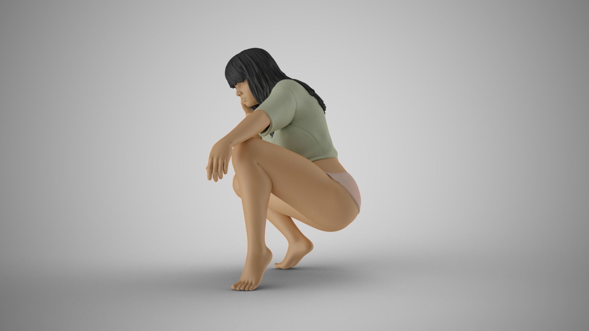 Thoughtful Teasing Girl 3D print model_9
