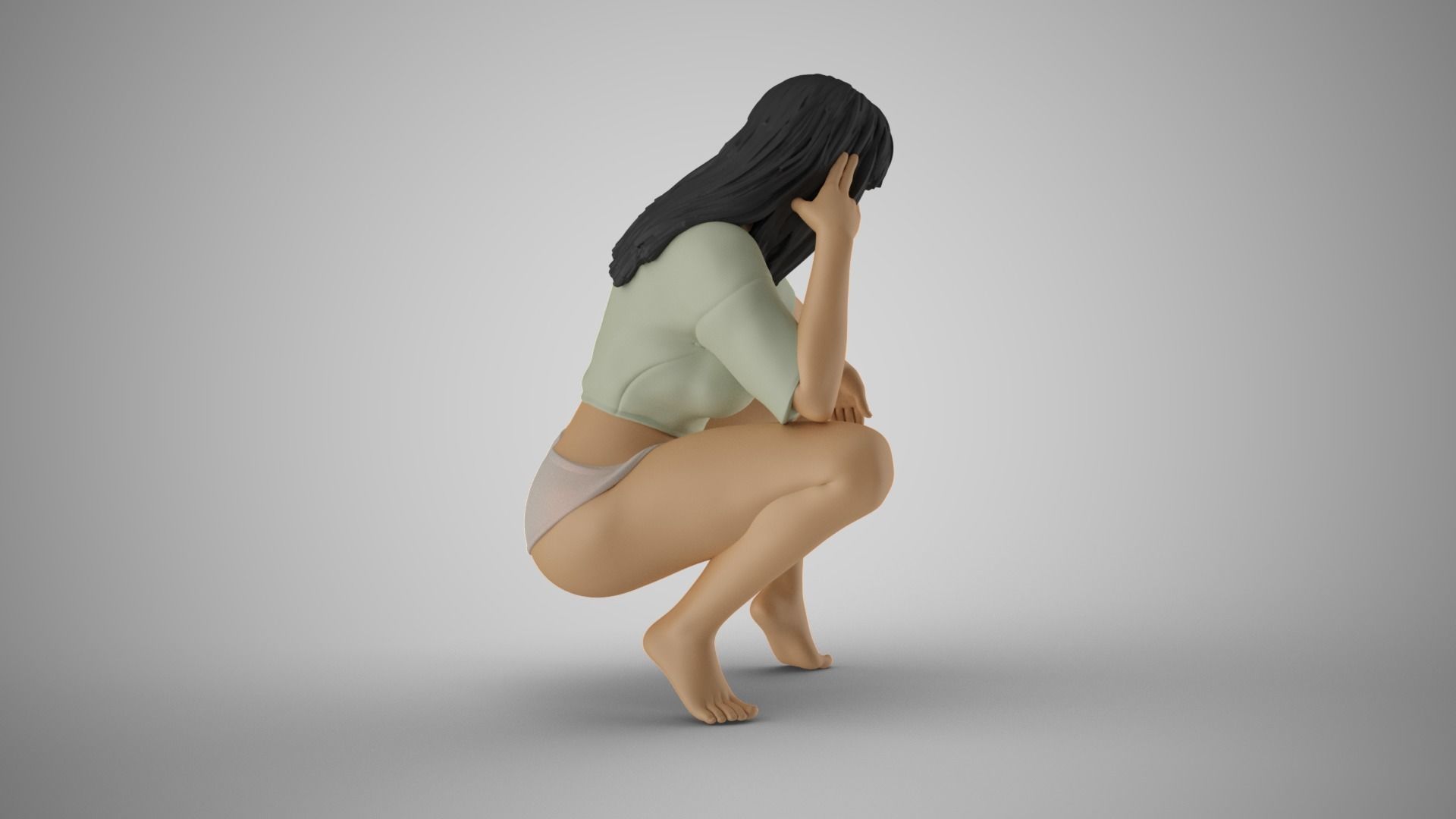 Thoughtful Teasing Girl 3D print model_5