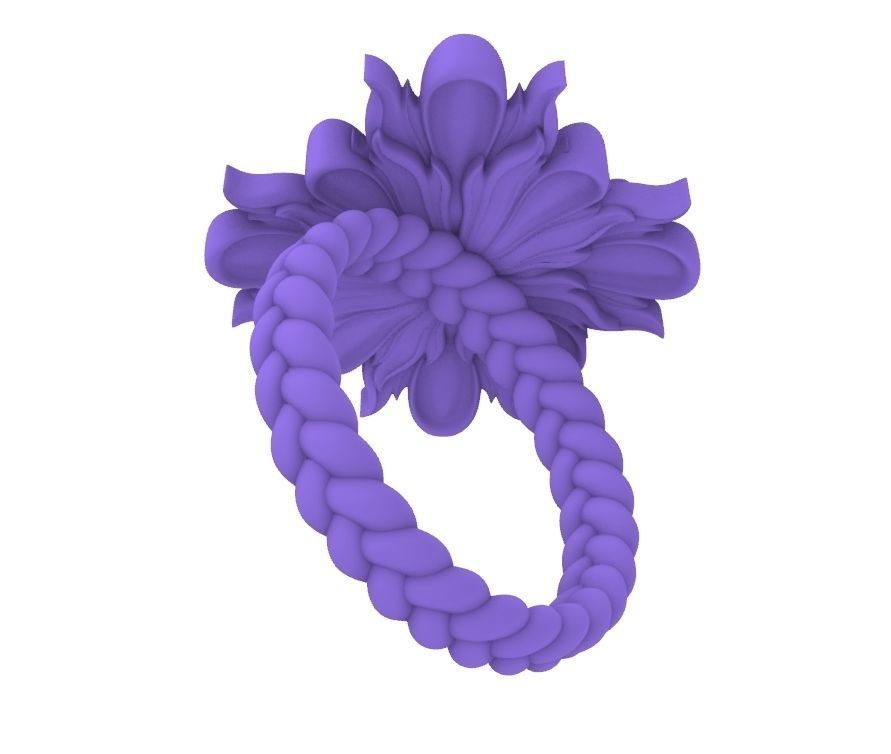 Leaf Patterns Sheet flower Engagement Ring 2 3D print model_21