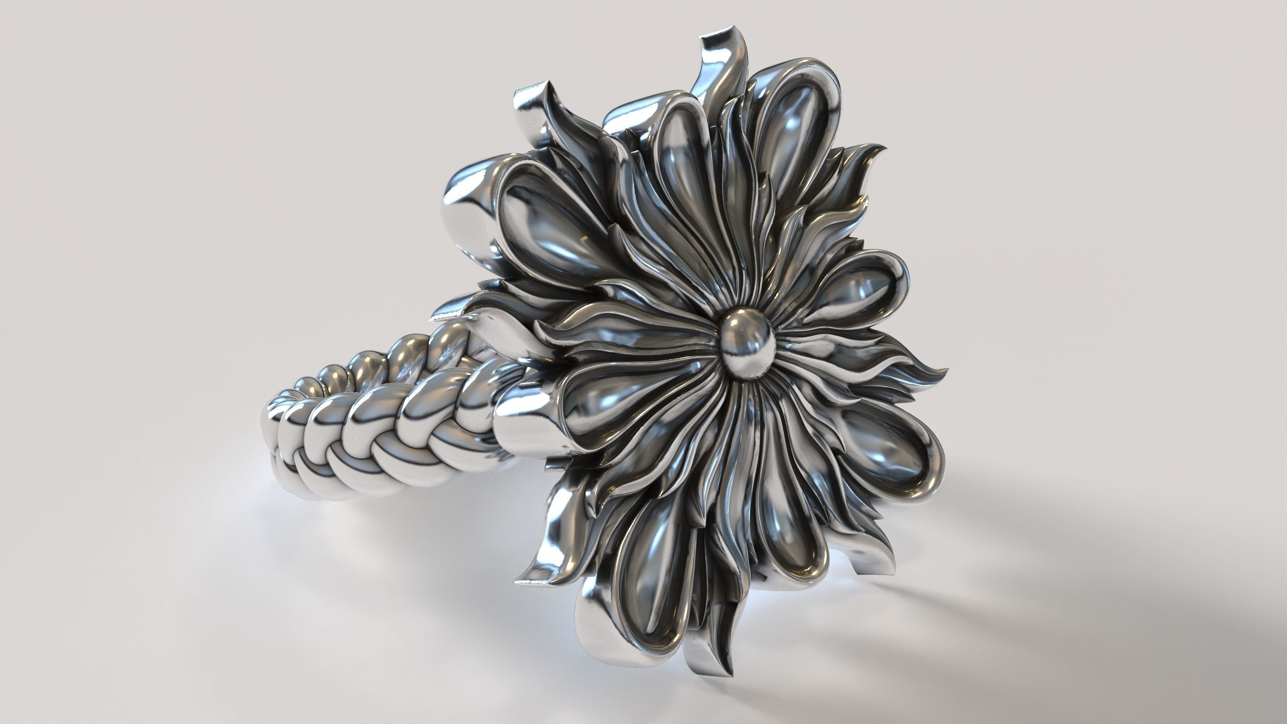 Leaf Patterns Sheet flower Engagement Ring 2 3D print model_1