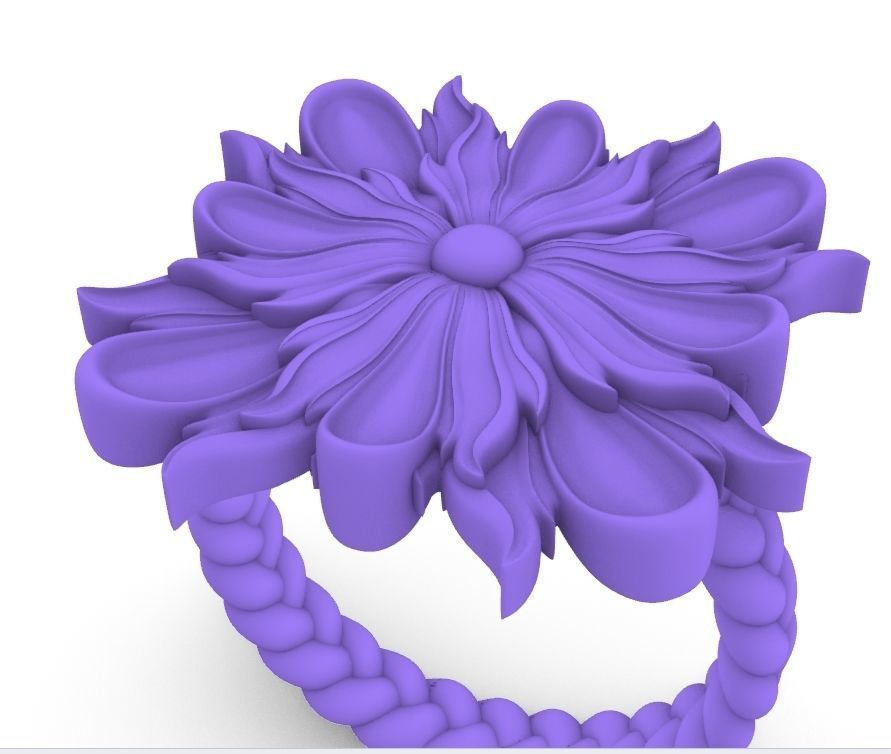 Leaf Patterns Sheet flower Engagement Ring 2 3D print model_10