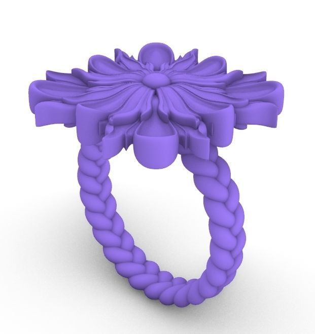 Leaf Patterns Sheet flower Engagement Ring 2 3D print model_15