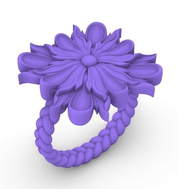 Leaf Patterns Sheet flower Engagement Ring 2 3D print model_19