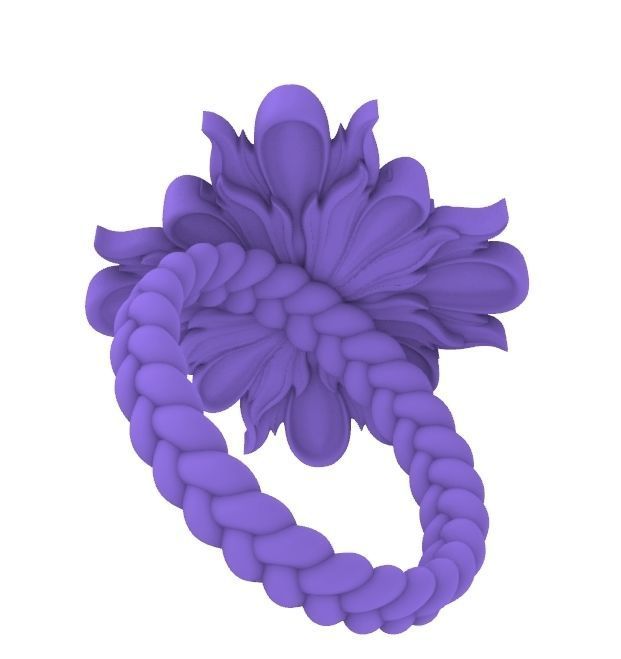 Leaf Patterns Sheet flower Engagement Ring 2 3D print model_12