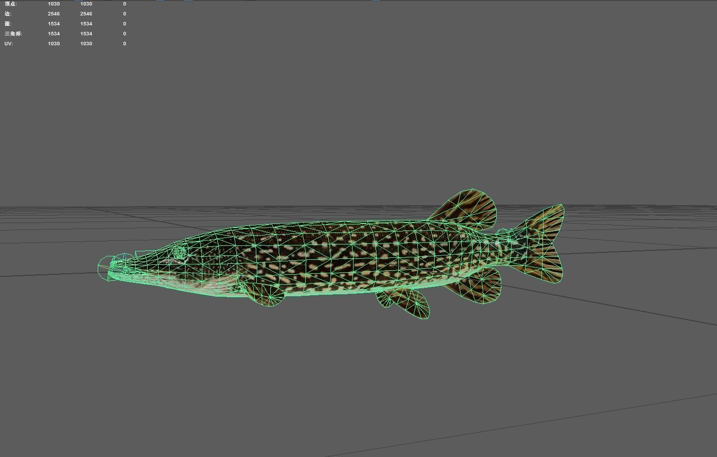 Pike fish Low-poly 3D model_2