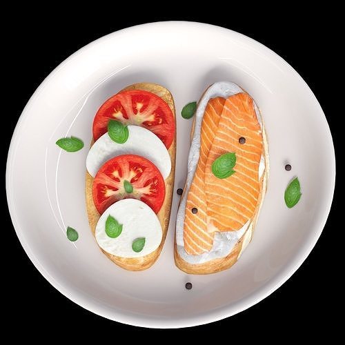Breakfast with coffee and sandwiches 3D model 7