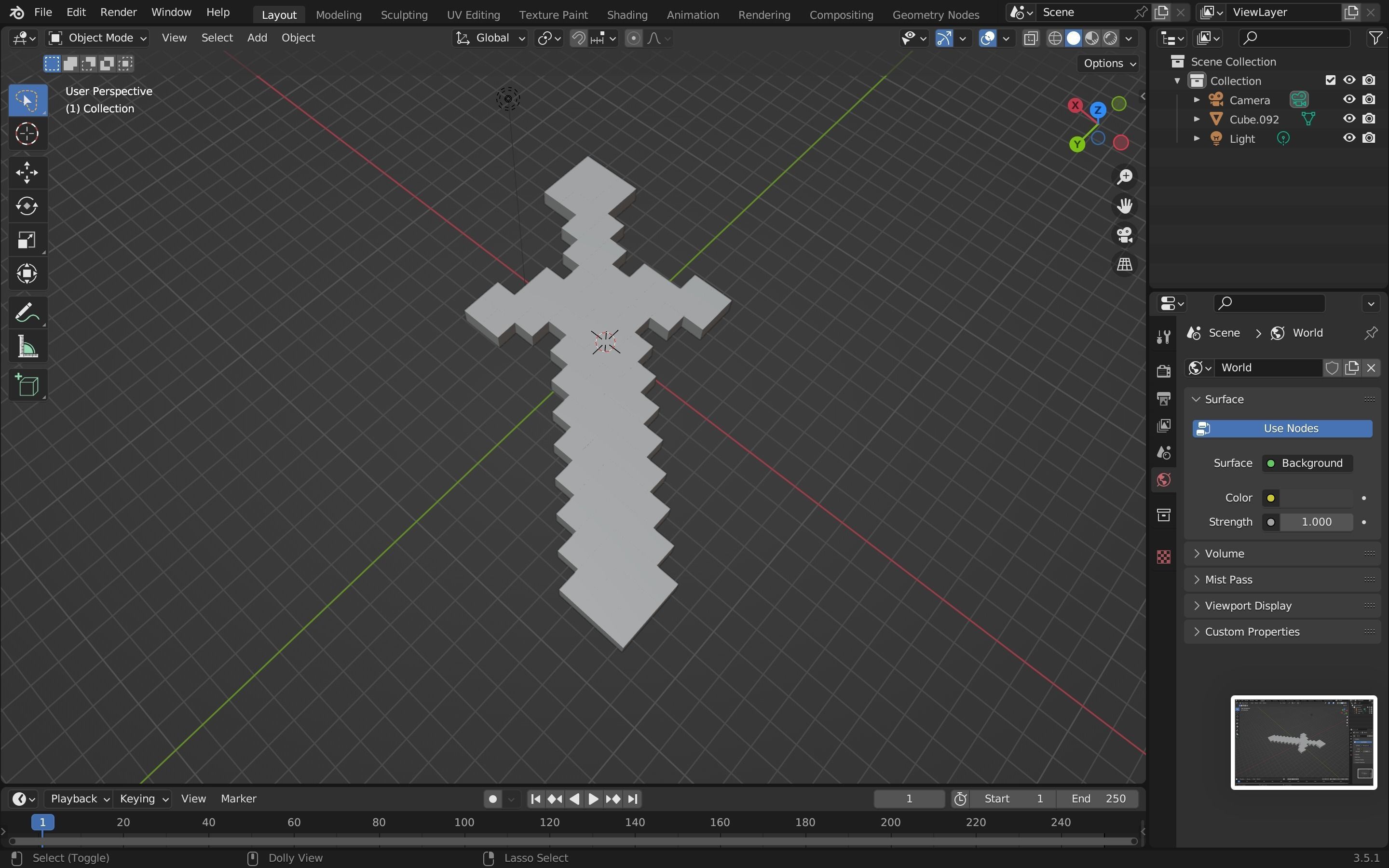 Minecraft stone sword Free low-poly 3D model_9