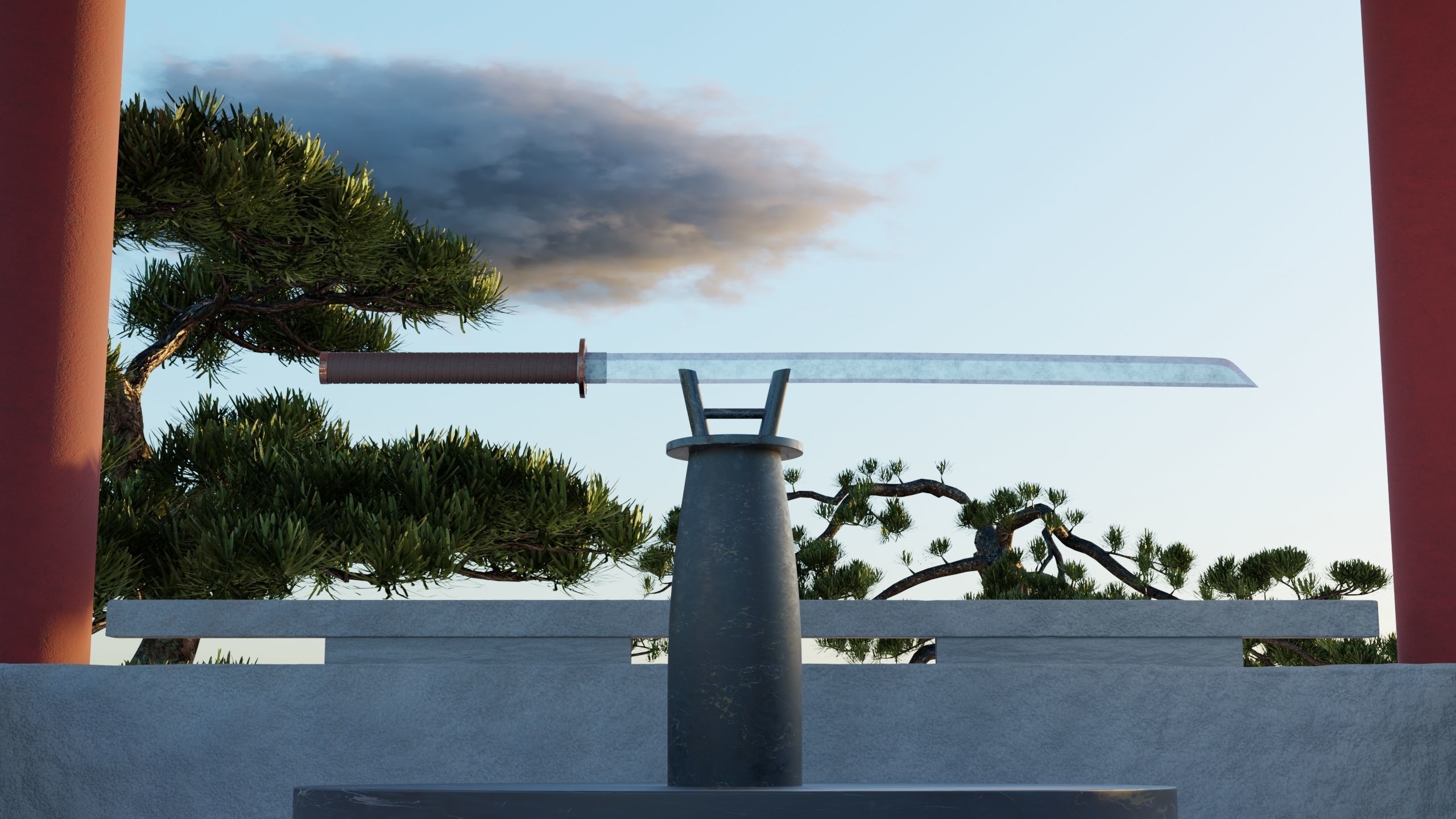 Weapon Katana Sword Blade 3D model_6